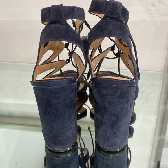 Sam Edelman Lace Up Yardley Suede Leather Navy Blue High Heel Sandals 8.5 US - Picture 7 of 11
